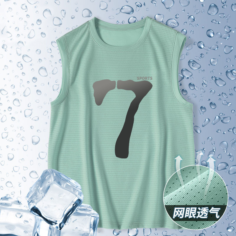 2025 Summer Sleeveless Mesh Big Shoulder Vest Men's Dynamic Loose Training Breathable T-Shirt Quick-drying Waistcoat Short Sleeve