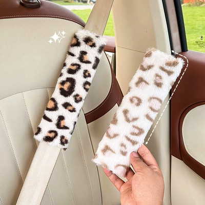 Qış Leopard Printli Avtomobil Təhlükəsizlik Kəməri Çiyin Yastıqları Rahat Boğulma Əleyhinə Örtük
