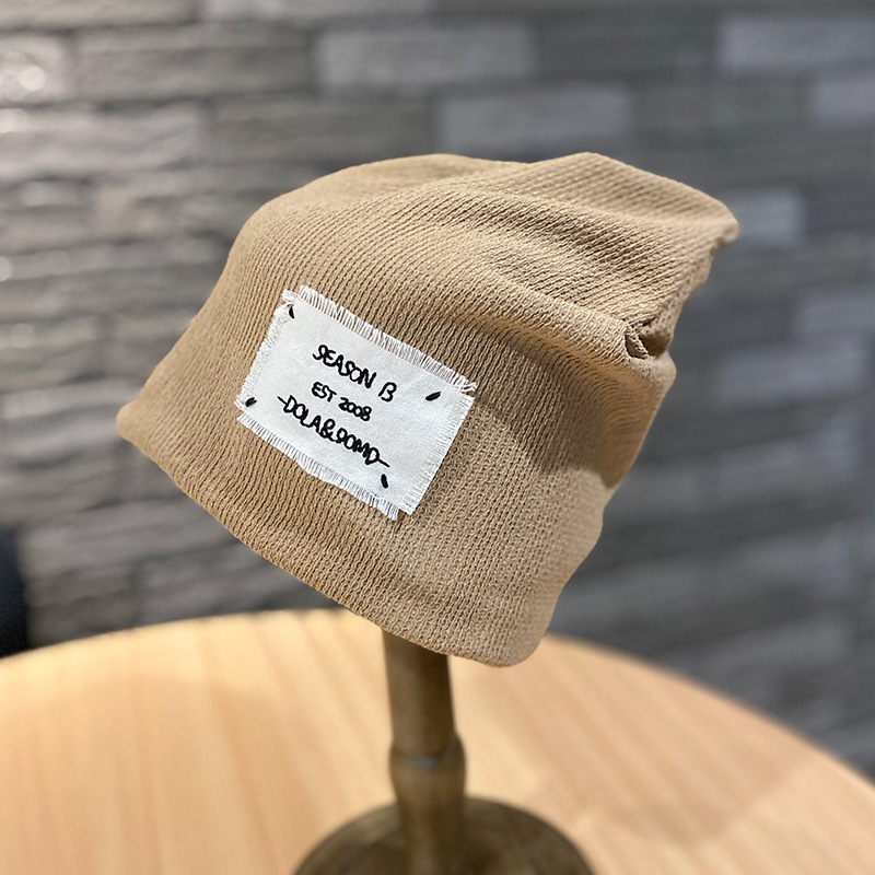 Cappello da confinamento da donna, sottile, autunno, nero, impilabile, grande, testa da donna, sottile, lavorato a maglia, foulard_voghion.com