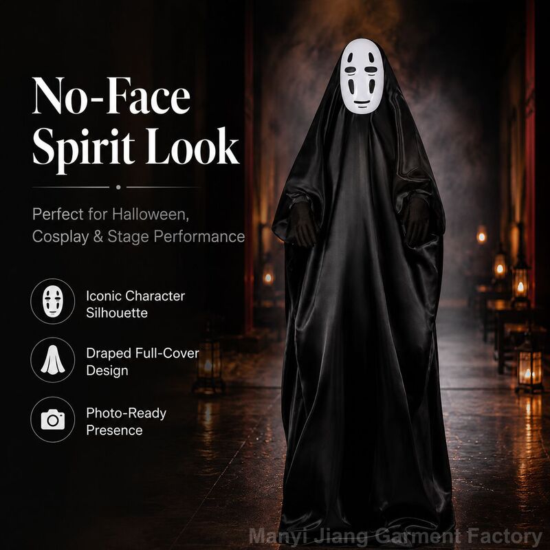 Halloween Spirited Away No-Face Man Cosplay Costume Anime Ghost Face Outfit Horror Party Cosplay Performance Costume
