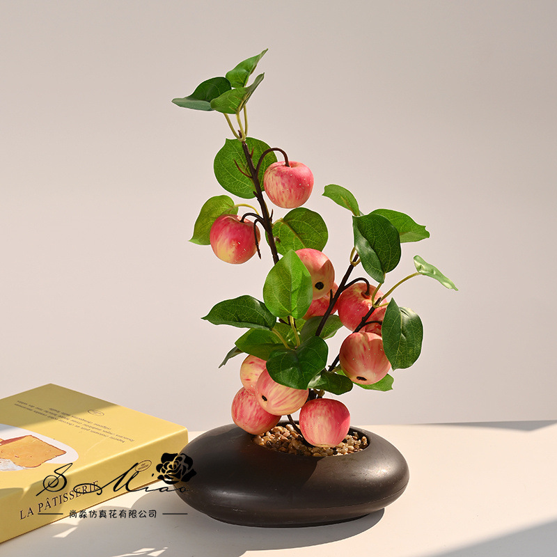 Nuevo tipo de imitación de frutas en maceta estudio en el hogar oficina interior sala de estar decoración de estudio frutas artificiales bonsai