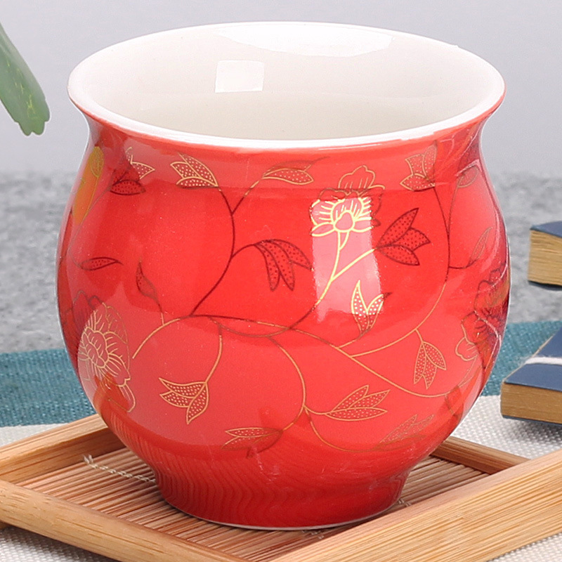 싱글 티컵 - 더블 레드 골드 리프