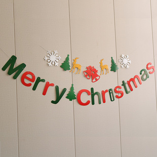 New Merry Christmas Christmas Flower Decoration Hanging Flag Christmas Letter Pull Flag Banner Hanging Flag Hanging