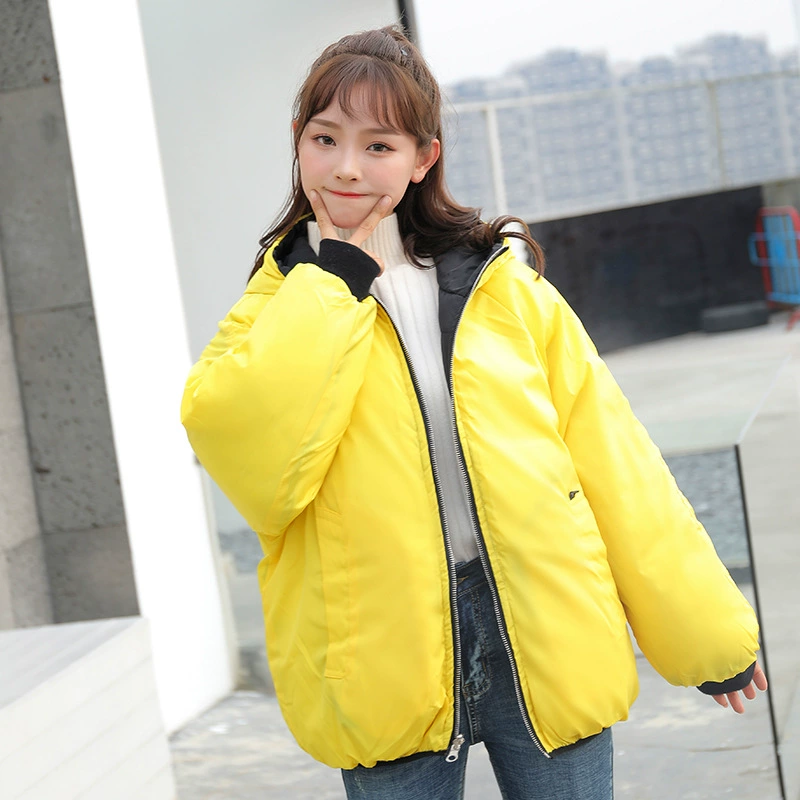 Внешняя торговля Новое пуховое пальто с хлопковой подкладкой, женское осенне-зимнее короткое пальто с хлопковой подкладкой с воротником-стойкой, свободная куртка с хлопковой подкладкой, двустороннее хлебное пальто с хлопковой подкладкой