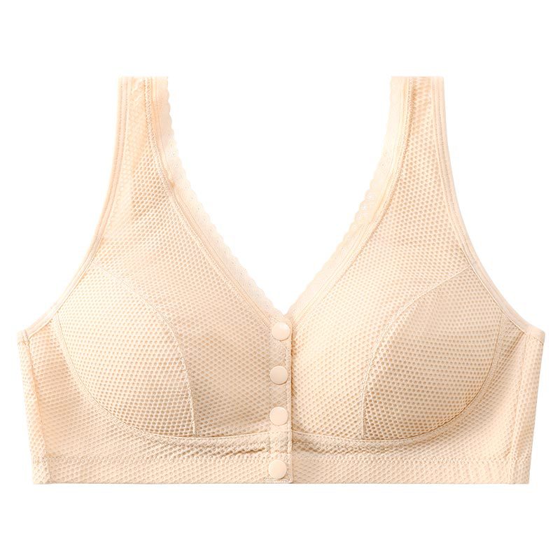 Ropa interior de madre sujetador con hebilla delantera femenina estilo fino de verano sin anillo de acero estilo chaleco mujeres de mediana edad y ancianas reunidas sujetador de seda de hielo