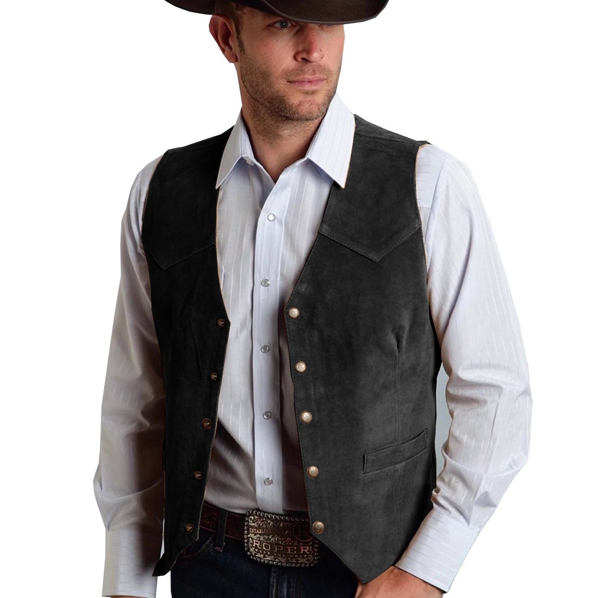 Cross-Border Selection of Men's Suit Vests with Metal Buckles, Suede Vests, Business Regular Fit Vests, and Slim Fit Vests for Dropshipping