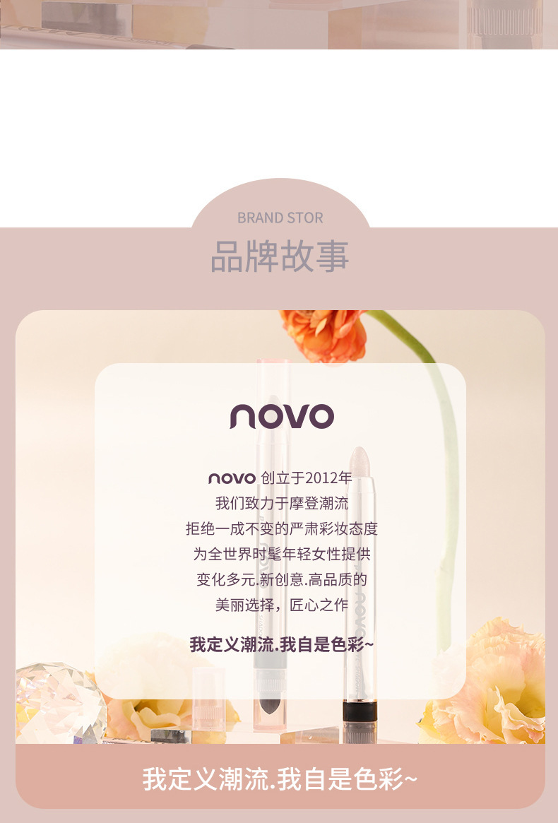 NOVO Lazy Person's Double-headed high-gloss eyeshadow pen with pearlescent fine glitter brightening and contouring, one-touch shaping eyeshadow stick, affordable makeup undefined