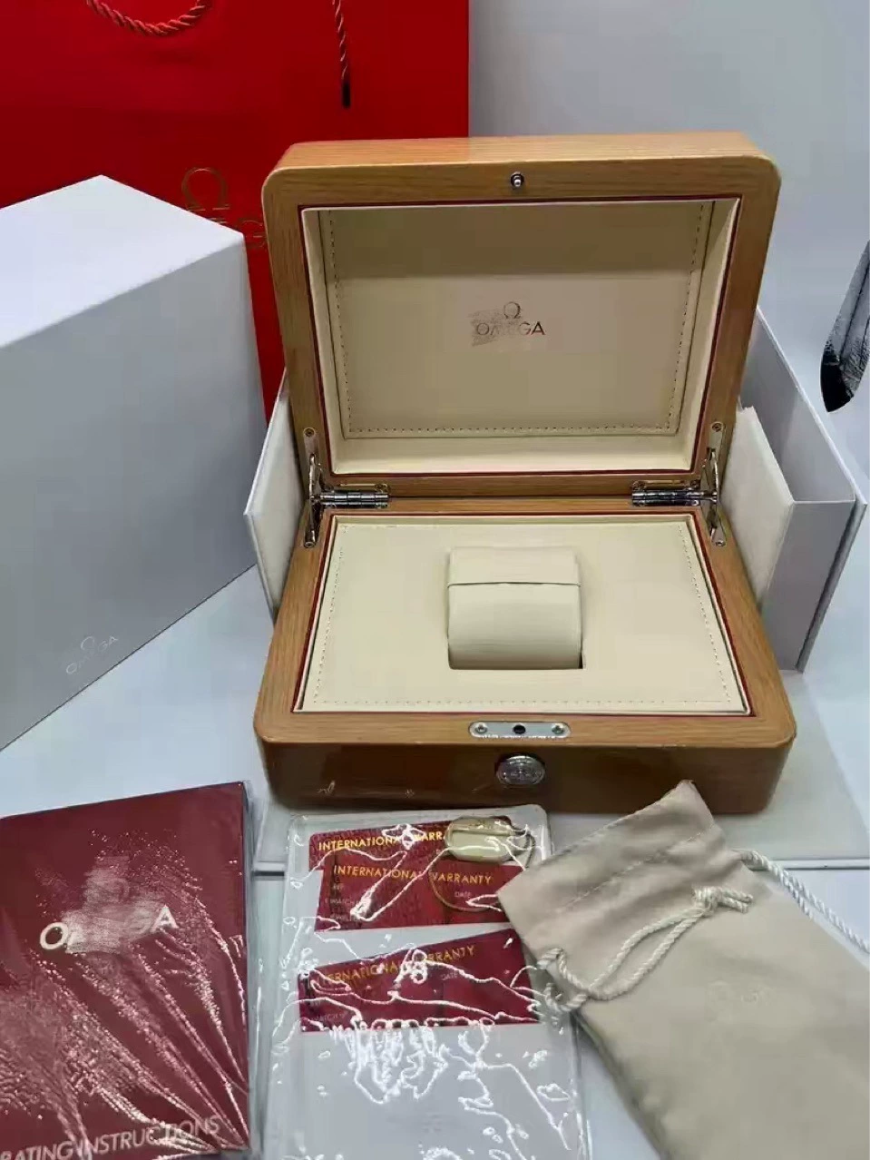 Коробка для часов Omega, коробка для хранения Omega, Seamaster Constellation Butterfly Flying Omega, упаковочная коробка Mijia, полный комплект