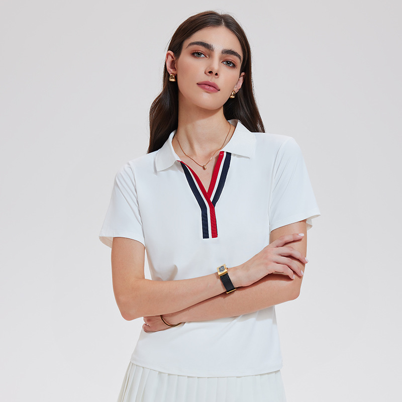 Camiseta deportiva de color de alta gama, ropa de tenis de mujer, polo de mangas cortas, golf, secado rápido, chaqueta transpirable