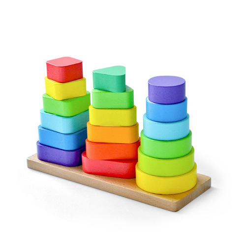 New Cloud Children's Geometric Shape Stack Column Block Educational Baby Cognitive Montessori Early Education Enlightenment Intellectual Toy