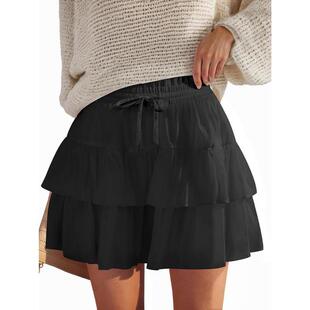 Y 54108 Bohemian Ruffle Layered Skirt �����ׁ��L��ȹ �羳��