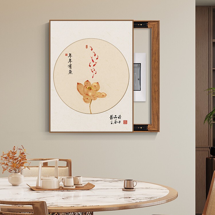 新しい中国風の電気メーターボックス装飾絵画垂直蓮禅配電ボックススイッチボックスブロック吊り絵画 2025 新しいスタイル|undefined