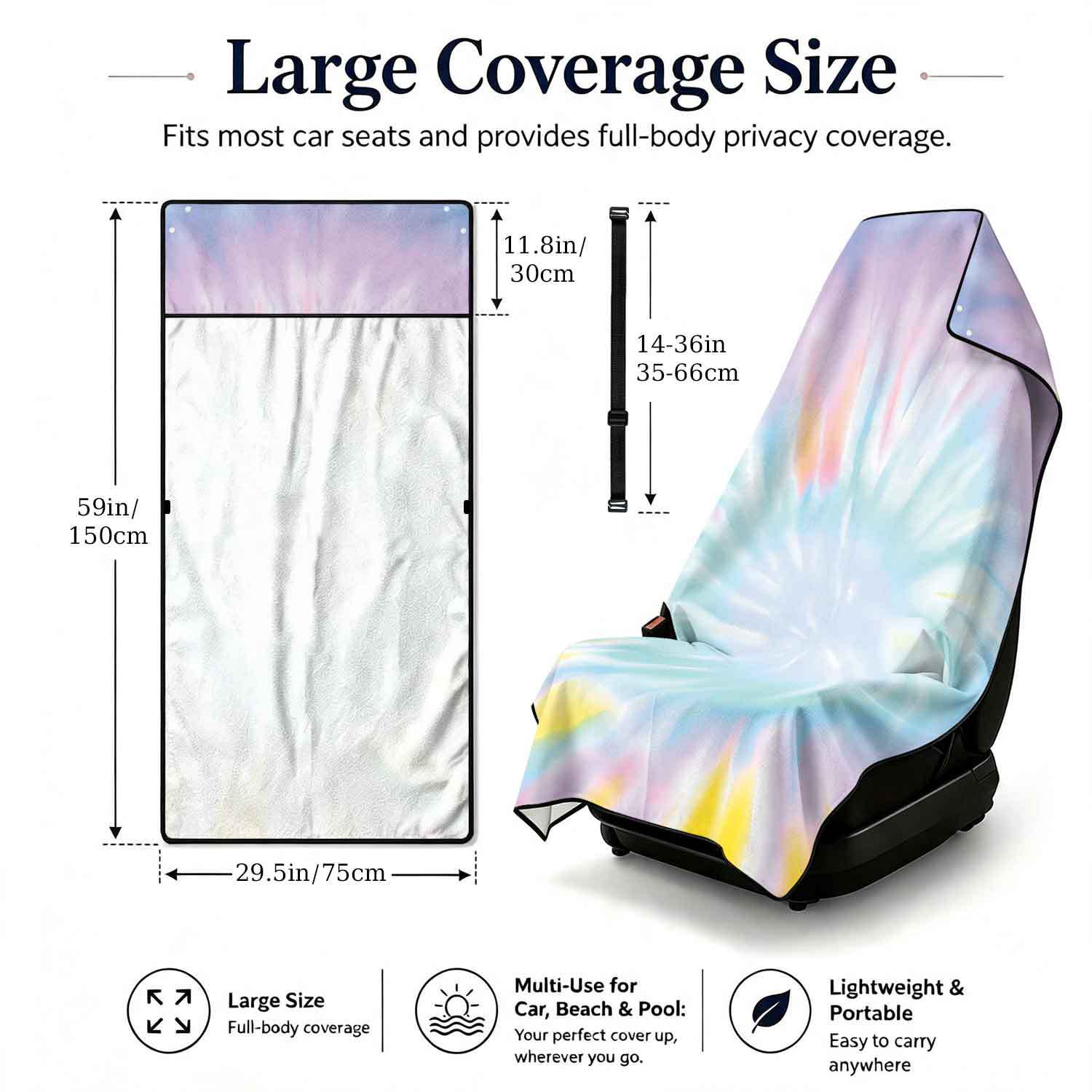 2-piece dual-use car seat cover, ultra-fine fiber, can be used as a beach towel, printed car protective seat cover 6