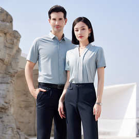 衬衫短袖职业装高端免烫酒店银行正装售楼部工作服衬衣