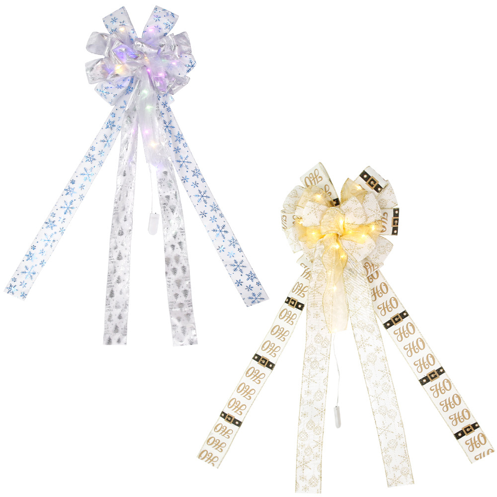 Home & Garden Luminous Christmas Bow Christmas Decoration Double Layer Bow Diy Accessories Door Decoration Pendant_voghion.com