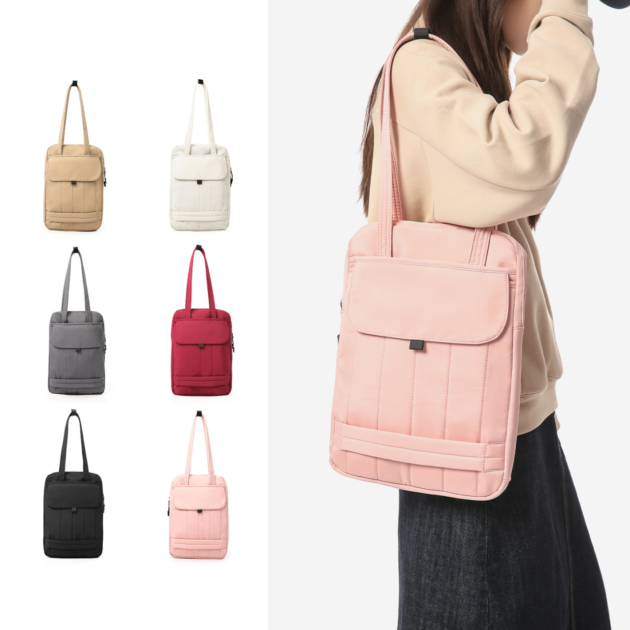 Solid color simple commuter laptop bag, water-resistant, casual and versatile notebook handbag, trendy and fashionable tablet shoulder bag