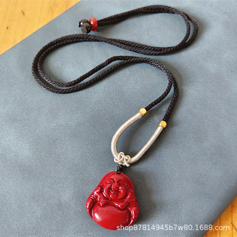 검은 밧줄이있는 보라색 금 모래 부처 (26*25mm)