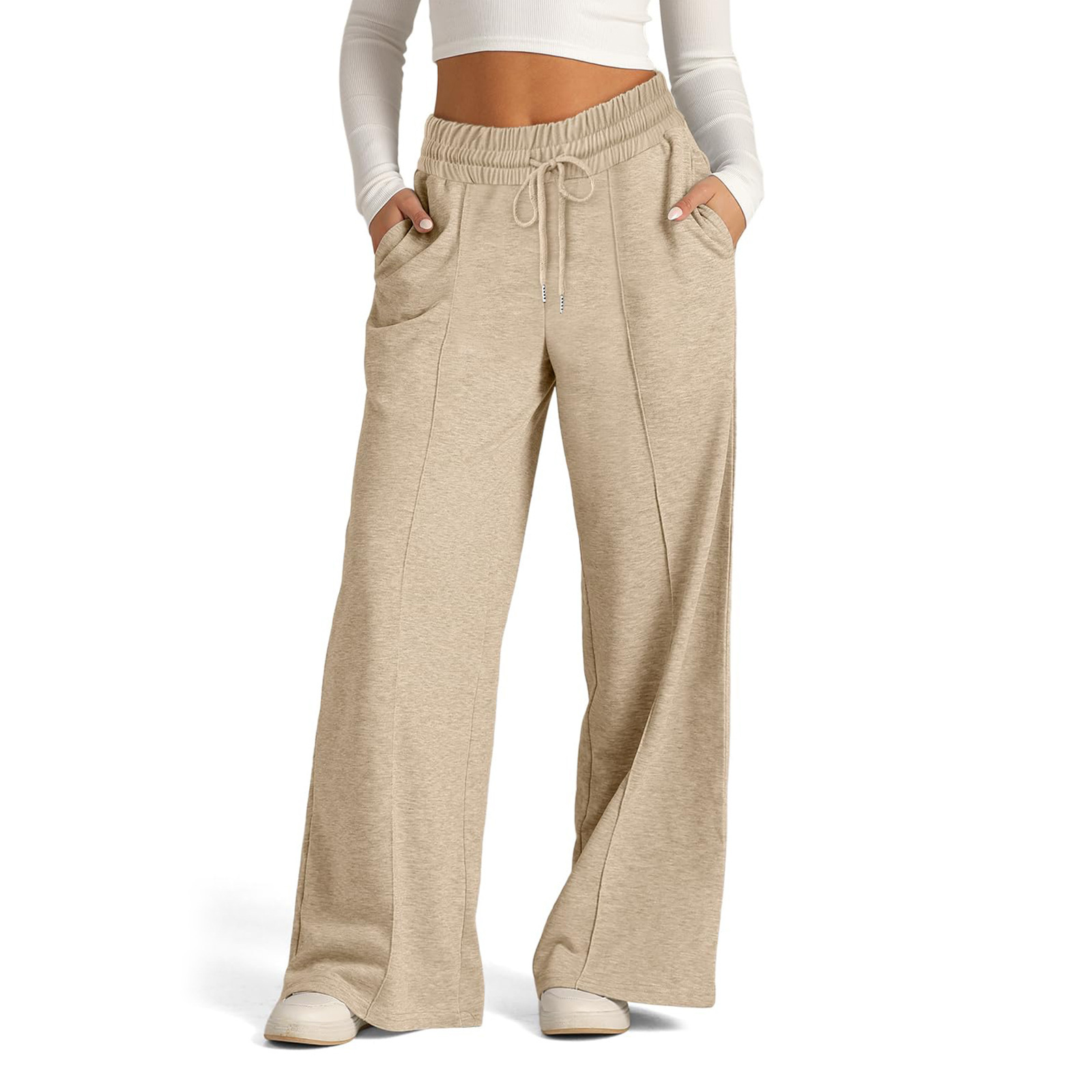 Europa y los Estados Unidos de moda transfronteriza de color sólido tendencia de pulsación temperamento de estilo de viaje pantalones casuales personales pantalones rectos sueltos