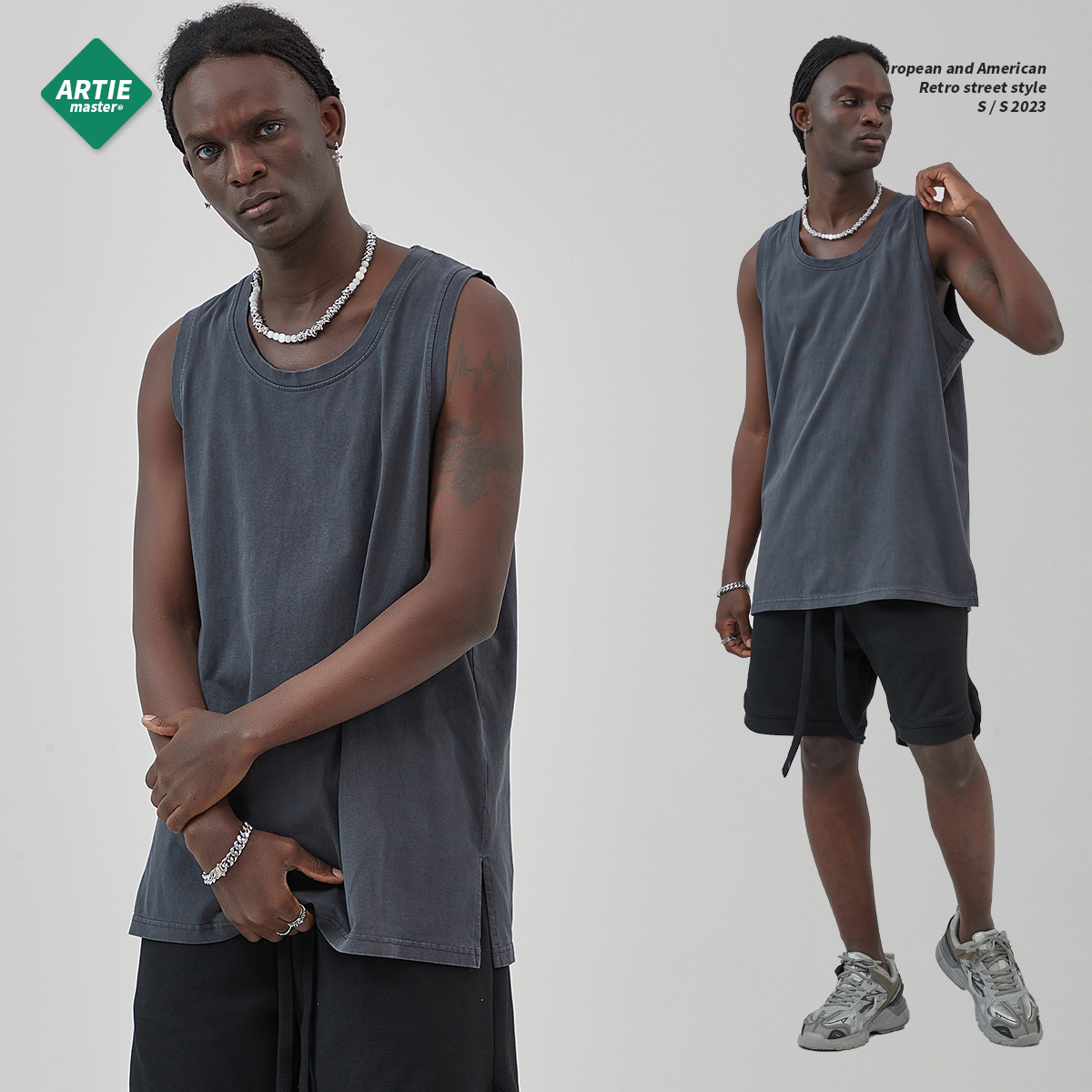 ARTIE Ropa para Hombre | Nueva Colección Primavera/Verano 2026 Chaleco Retro con Abertura en el Bajo, Lavado y Teñido con Cera, Estilo Vintage para Hombre
