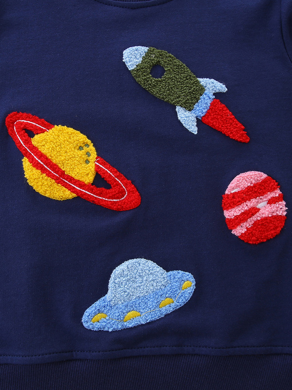 AostaBetty ヨーロッパとアメリカンスタイルの子供用スウェットシャツ漫画タオル刺繍男の子スウェットシャツニットコットンラウンドネックプルオーバー|undefined
