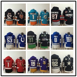 New 2022 Jersey Hoodie Embroidered Football Team Men's Pullover fleece-lined Thickened Hoodie Pocket Sweater