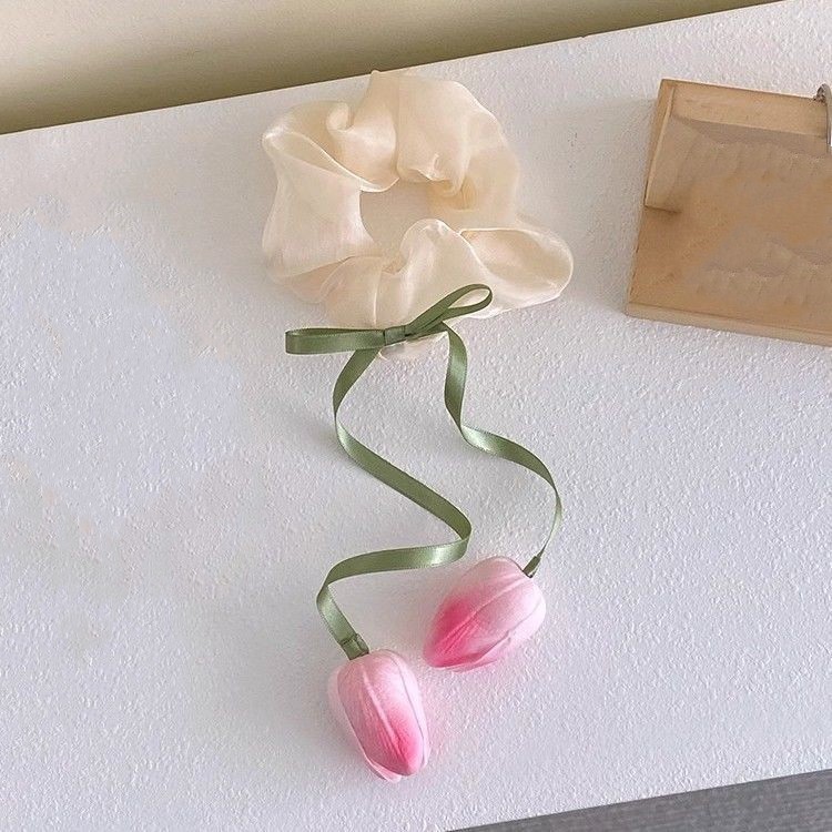 Flower, tulips Pattern Sweet Women's Flower Tulips Hair Tie