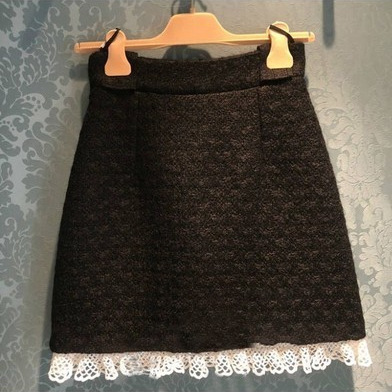 miu风黑色短外套钩花娃娃领粗花呢开衫女套装小个子上衣冬季新款