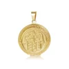 Golden round palm print pendant
