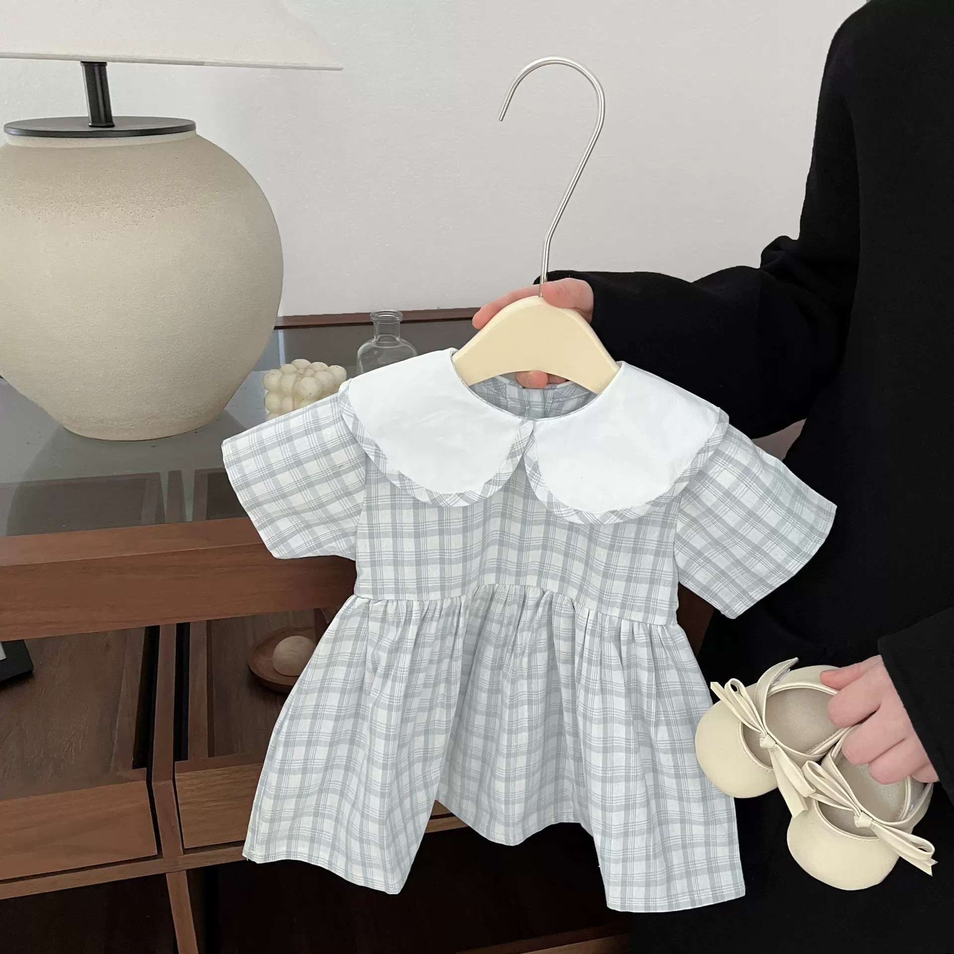 夏装女宝宝连衣裙新款婴幼童洋气格子裙夏季公主可爱薄款纯棉裙子