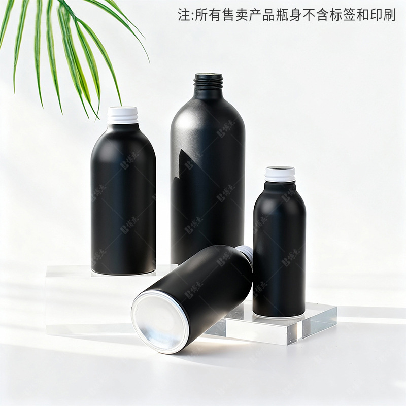 30ML 1000ML spray aluminio botella de emulsión negra mate botella de embalaje cosmético anti-luz aceite esencial perfume de aluminio puro al aire libre