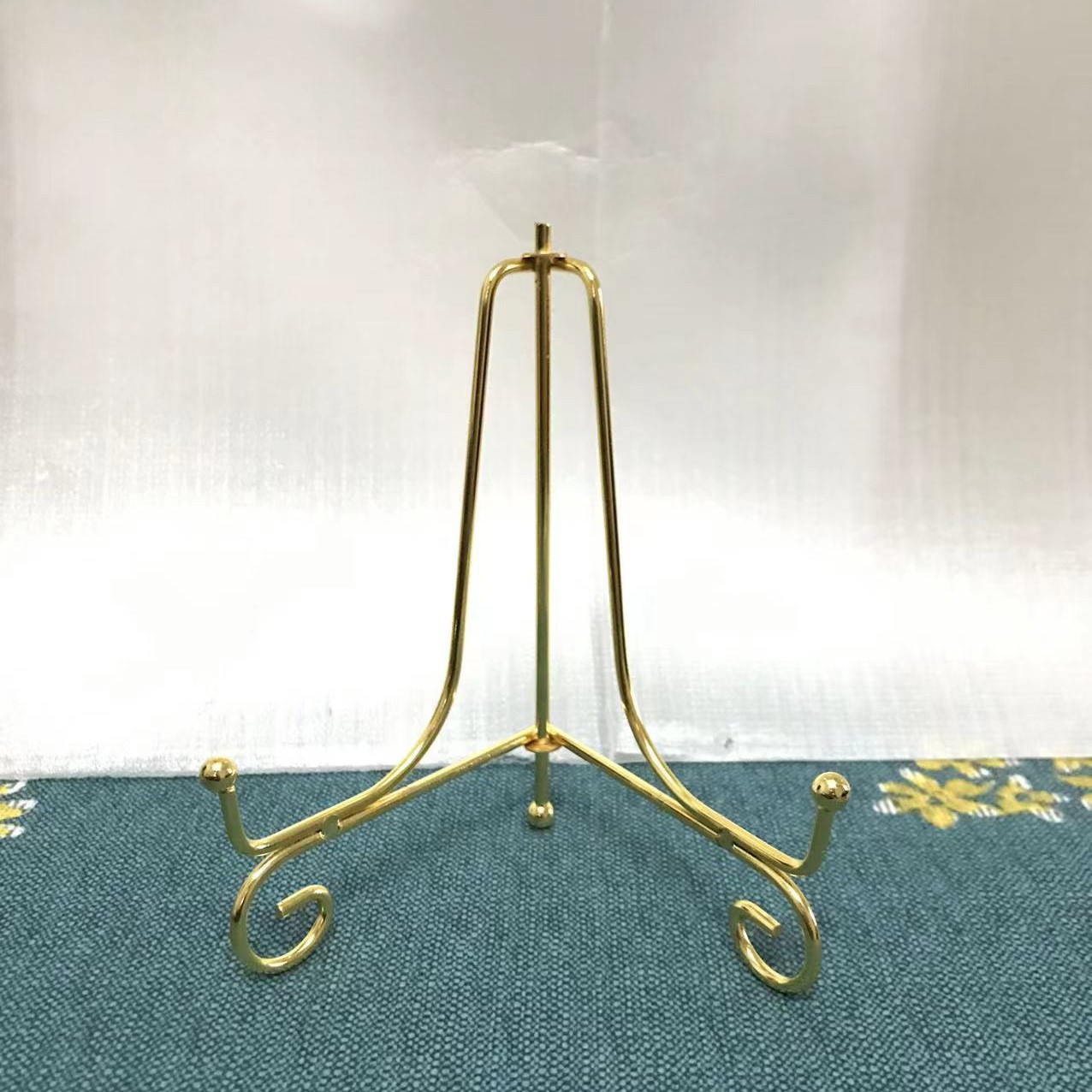 金色電鍍鐵藝創意展示支架擺件支架看盤時鐘鐘錶茶餅石頭畫相框架