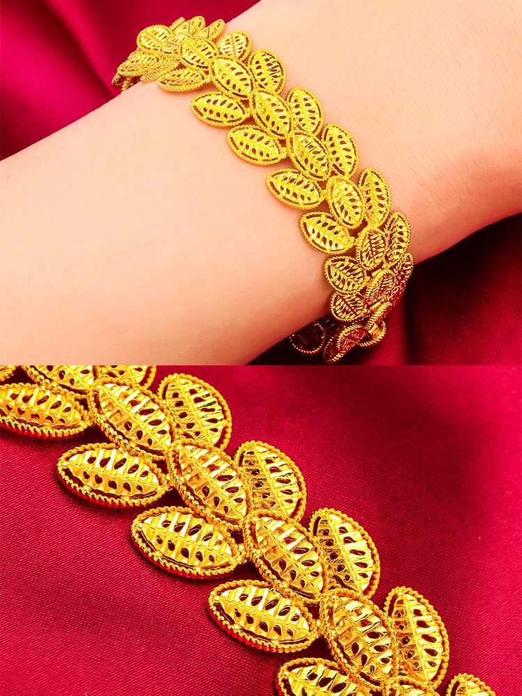 Bracciale unisex alla moda con foglia d'albero, bracciale a tesa larga con foglia_voghion.com