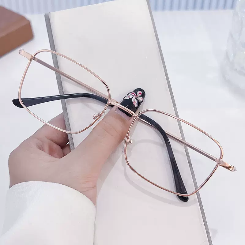 斯文金丝眼镜男款显脸小金属细框变色平光镜ins高颜值近视眼镜框