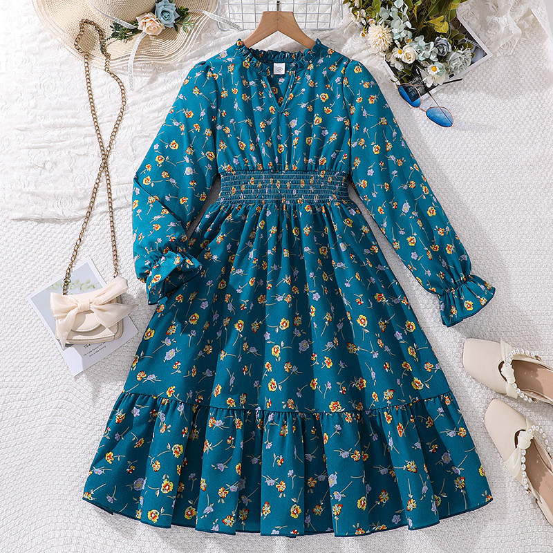 Mädchen 7-12 herbst kinder kleidung neue prinzessin stil langärmelige kleid_voghion.com