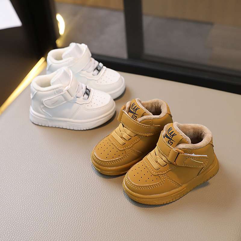 Zapatos deportivos para niños zapatos de skate de alto nivel para niños otoño y invierno zapatos blancos de algodón para niñas zapatos de baloncesto para niños coreanos zapatos de algodón