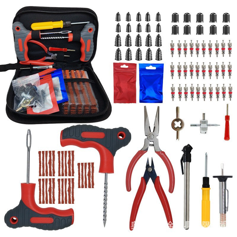 Cross-Border Hot-Selling Vacuum Tire Repair Tool Motorcycle Electric Vehicle Car Repair Tire Repair Tool Set