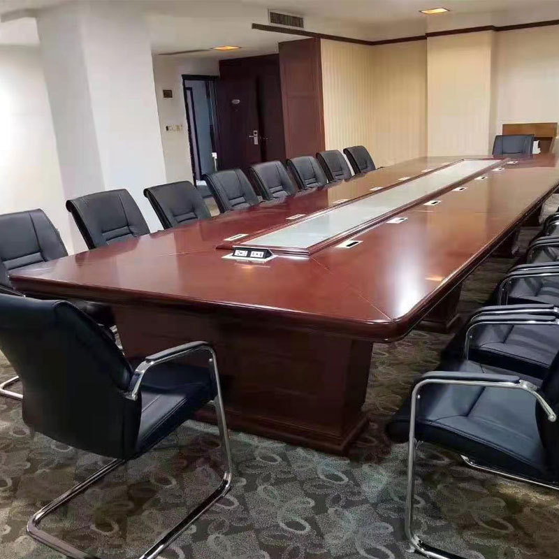 办公家具大型会议桌政府采购油漆实木贴木皮开会桌洽谈桌8米 现货