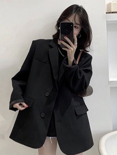 Small Top Black Suit Jacket Women's 2024 New Spring and Autumn Korean Casual Comfortable High-end Suit