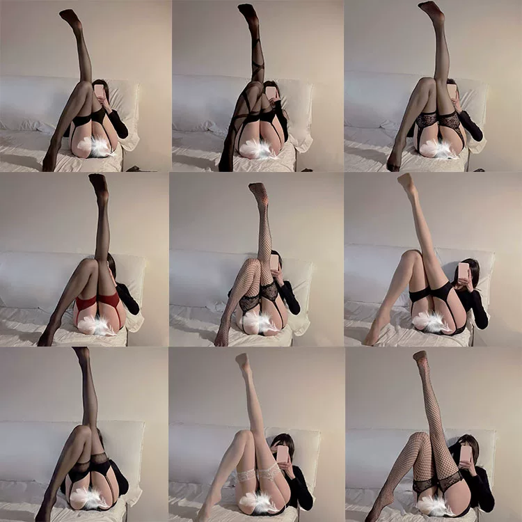 Sexy spring black tights, lace socks, lifting effect
