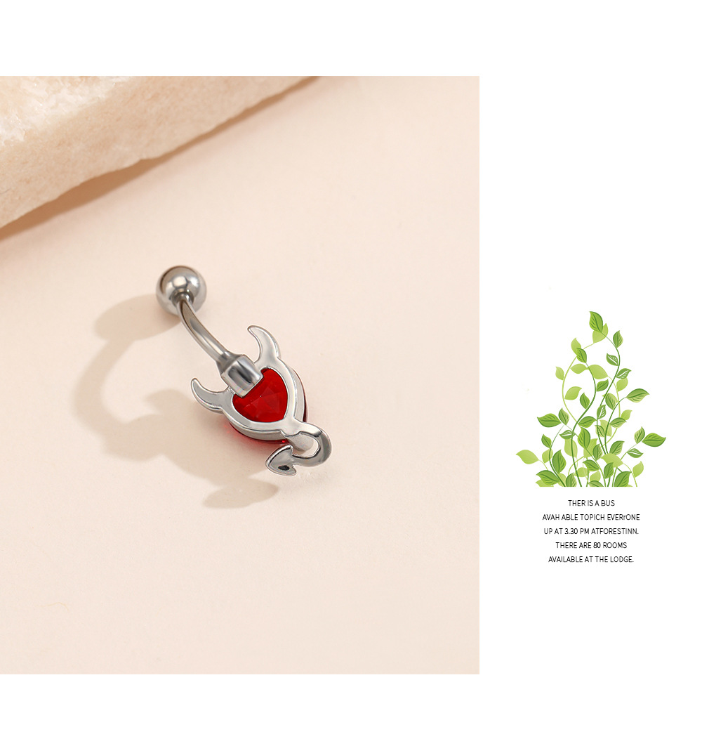 Street Occasion 304 Stainless Steel Material 1 Piece Belly Rings Fashion Heart Shape 304 Stainless Steel Diamond