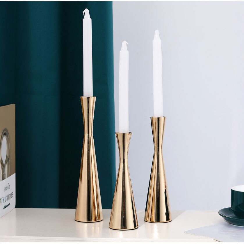 北欧风金属烛台创意摆件家用餐桌装饰浪漫烛光晚餐摆设跨境热销款