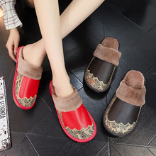 海宁牛皮居家室内防滑实心底拖鞋情侣家用家居上线真皮男女拖鞋