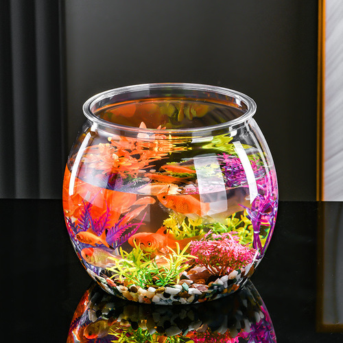 Transparent minimalist selected plastic PET material fish tank, impact-resistant and shock-resistant, multiple styles small desktop hydroponic goldfish tank
