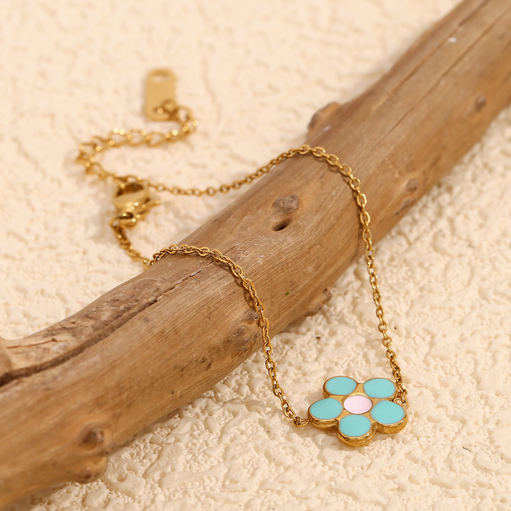 Dripping Oil Stainless Steel Petal Bracelet