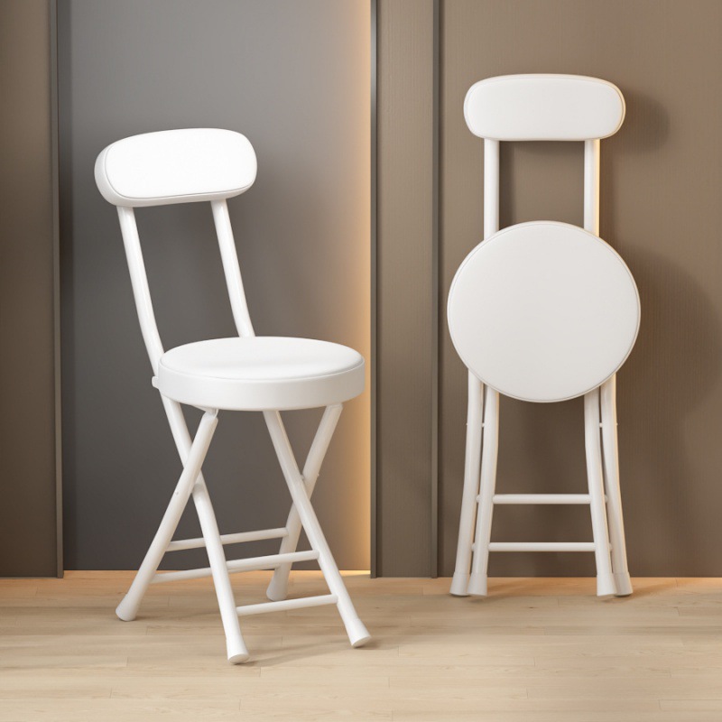 Silla plegable, taburete, silla para el hogar, mesa de comedor, taburete alto, taburete redondo pequeño, banco de respaldo con correa de caballo, simple y portátil