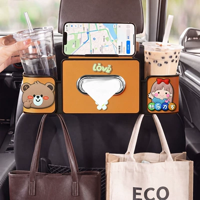 Hanging Rear Storage Box — Car tissue box/set - long-live-happiness-seat-4-in-1-storage-box-4th-generation-orange