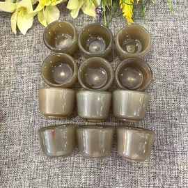 好品天然+牦牛角酒杯摆件功夫小茶杯白酒杯子套装家用保健牛角杯