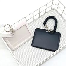 款黑色白色卡套弹簧绳公交卡饭卡身份证件套门禁卡工作证保护套厂