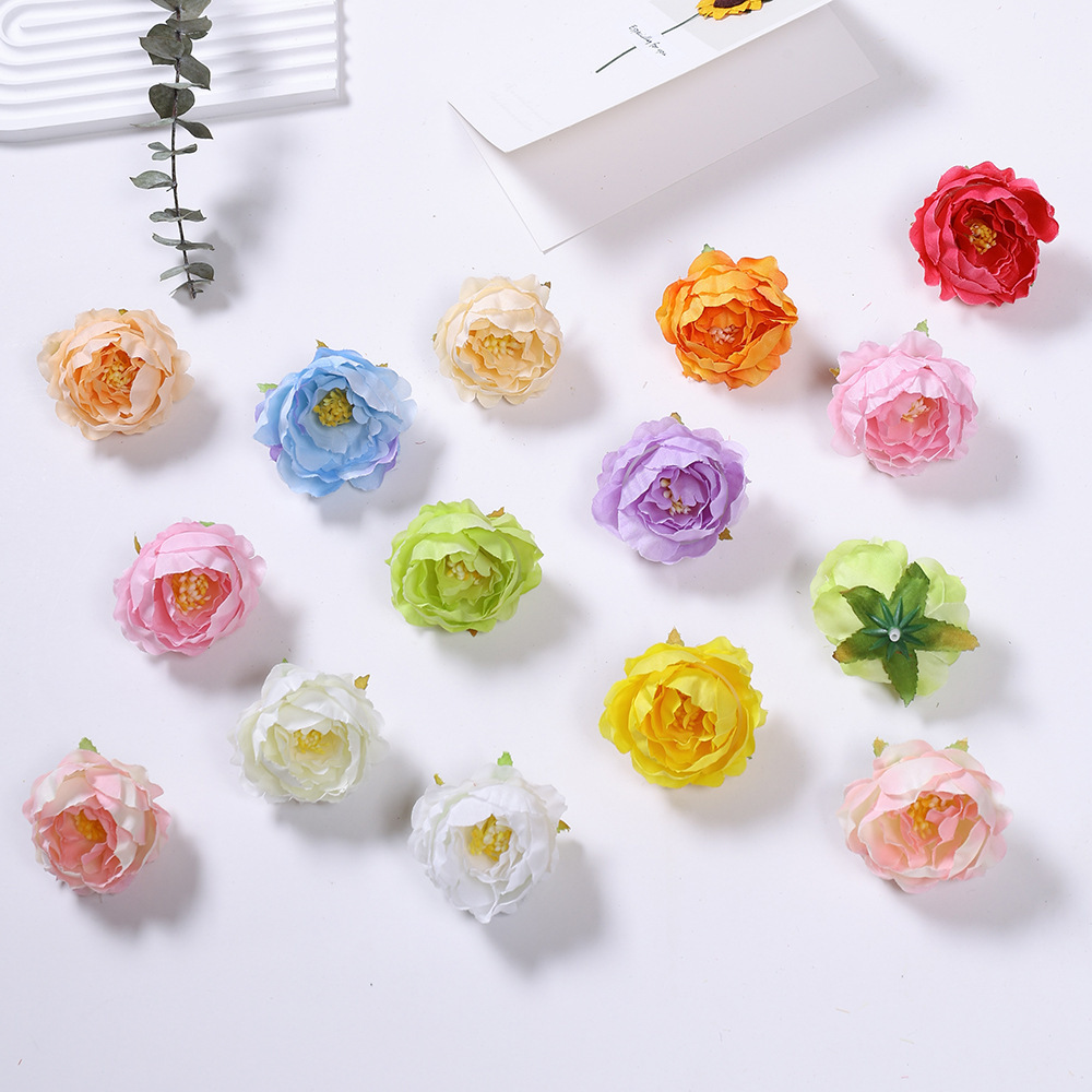 Spot DIY Artificial Peony Flower Head Decoration Accessories Fabric Clothing Accessories Wedding Decoration Fake Flowers Silk Flowers Peonies