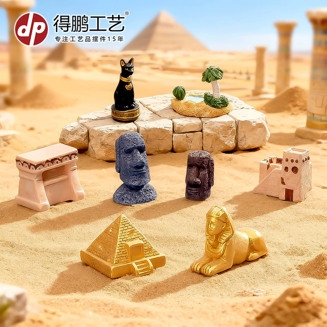 Micro landscape, statue, castle, pyramid, resin decor